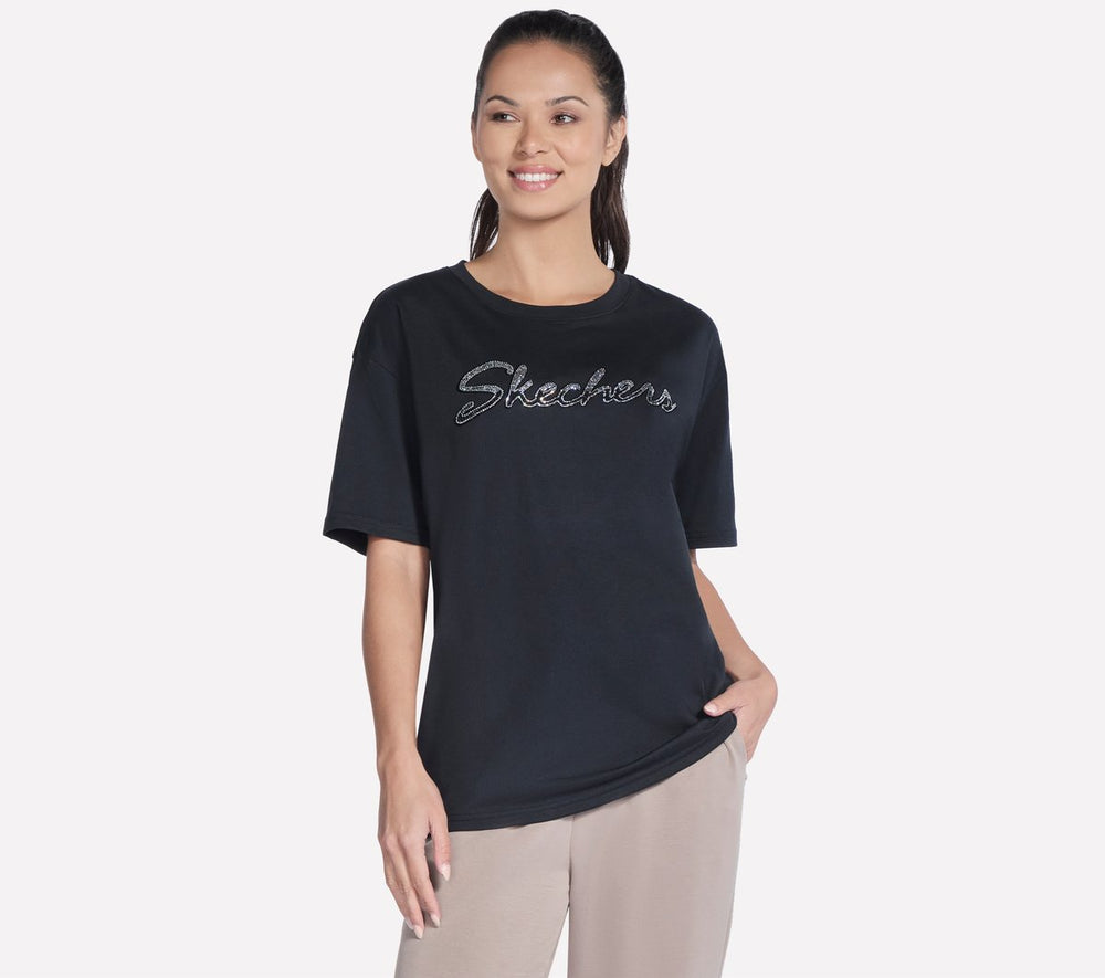 Script Diamond Studded Short Sleeve Tee Skechers for sale