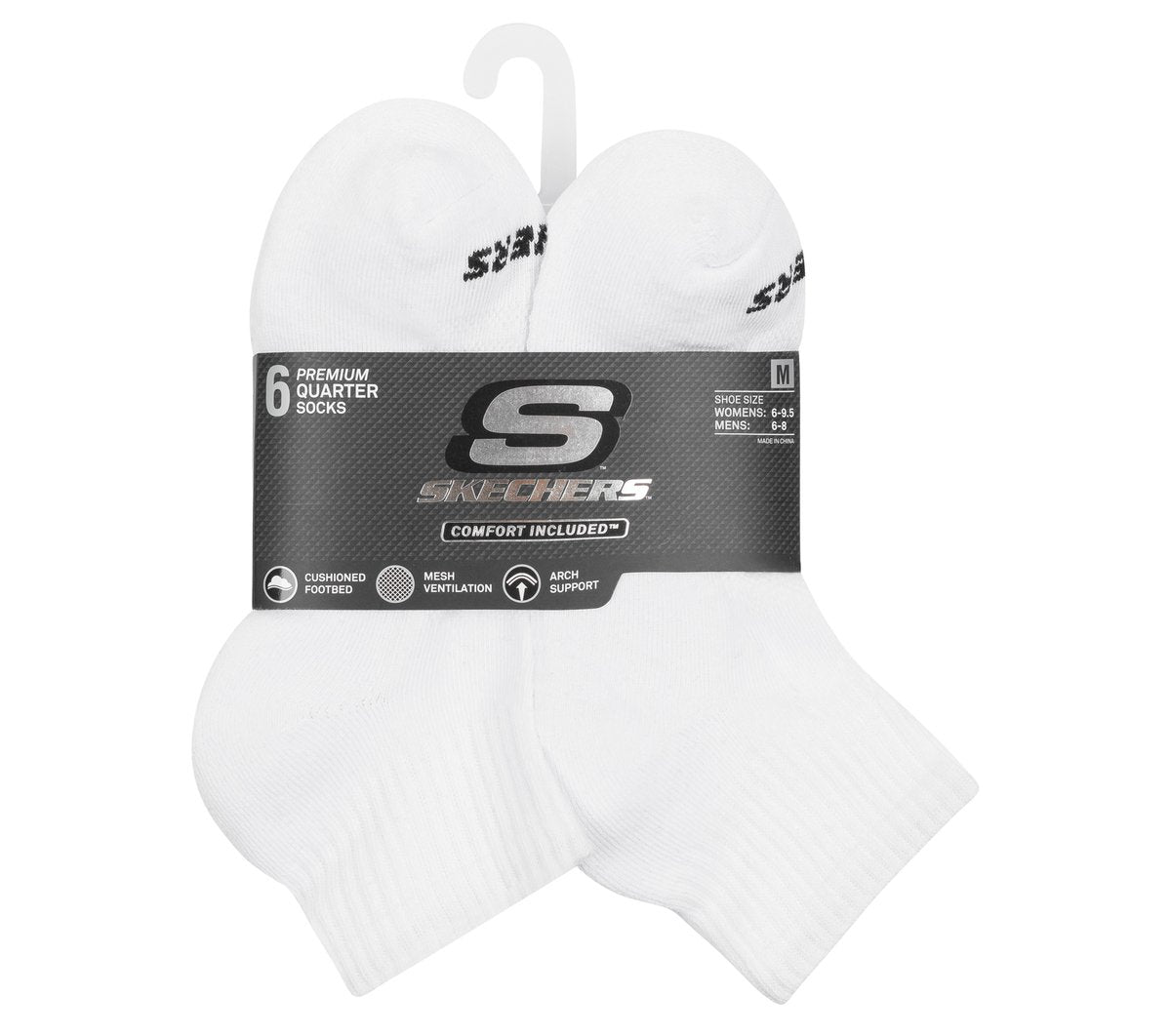 6 Pack Core Quarter Medium Socks Skechers US