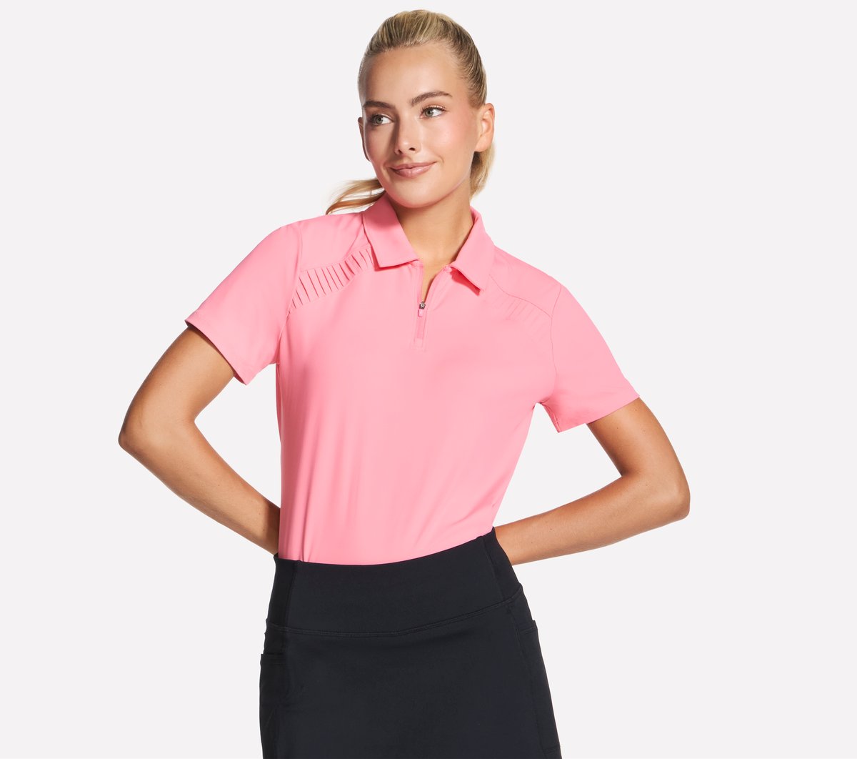 GO GOLF Short Sleeve Birdie Zip Front Polo Skechers for sale