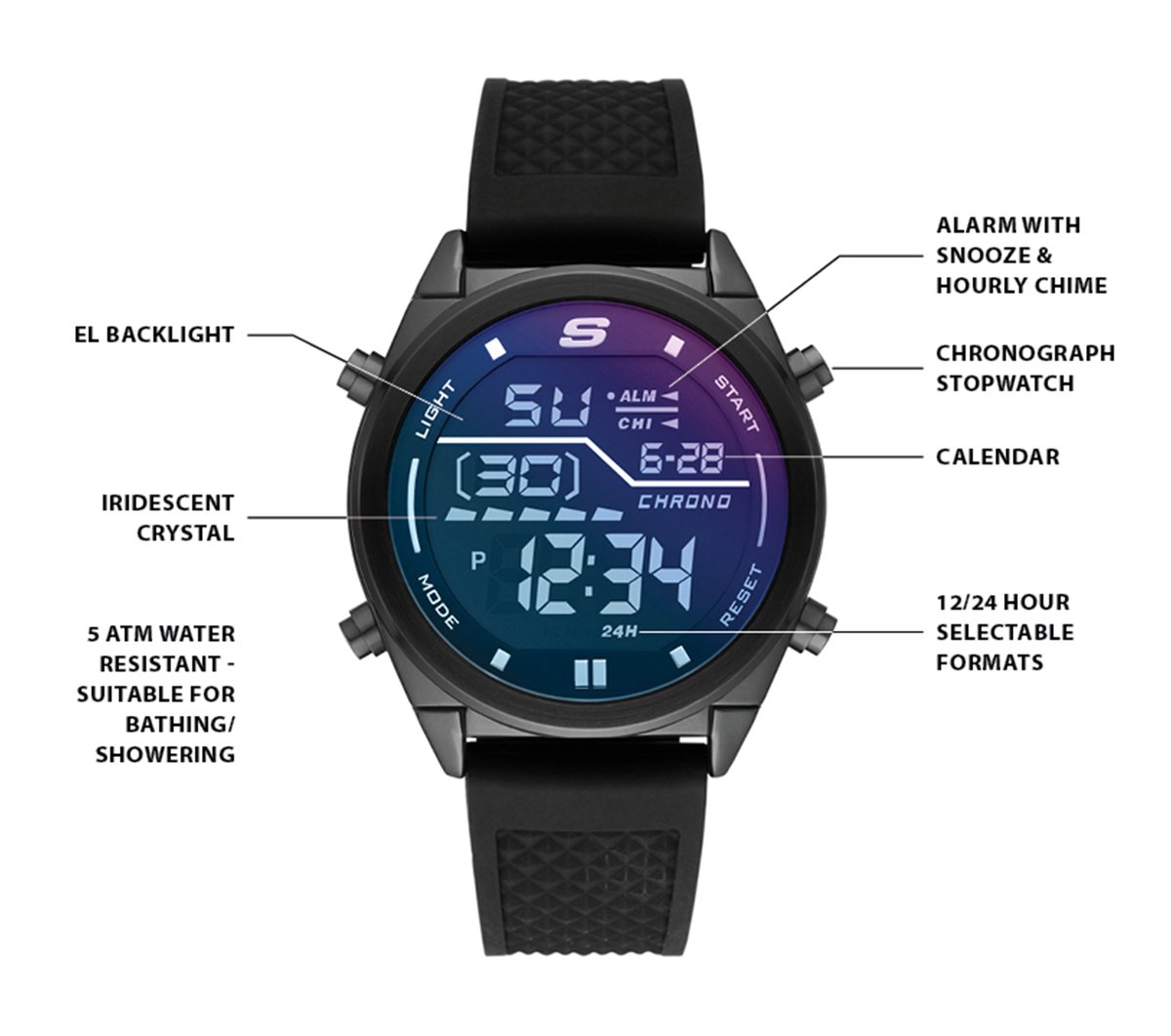 Accessories Blue Face Digital Watch Skechers outlet