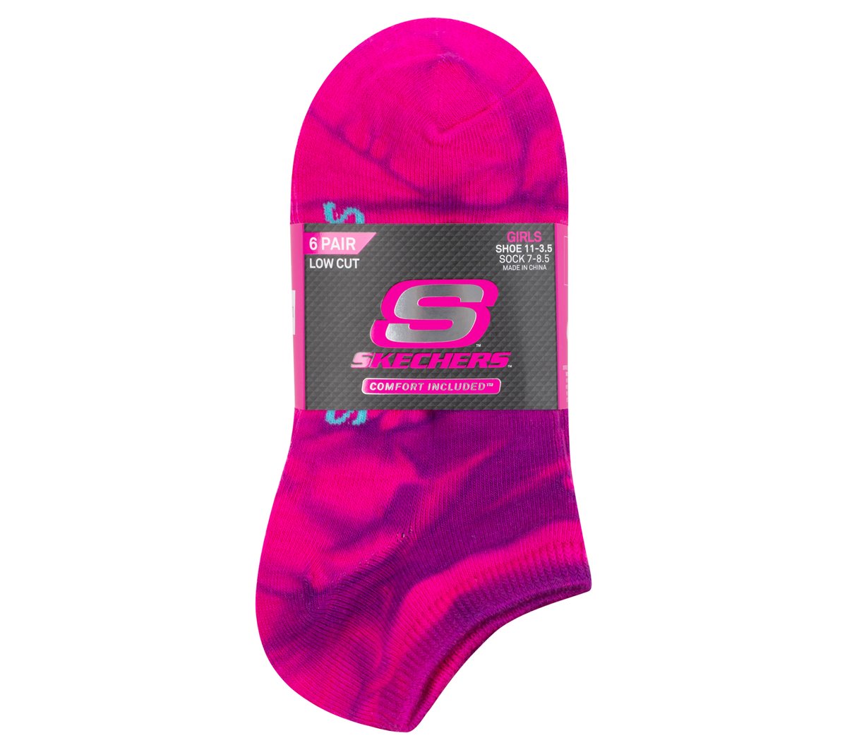 6 Pack Girls' Tie Dye Fashion Socks Skechers discount