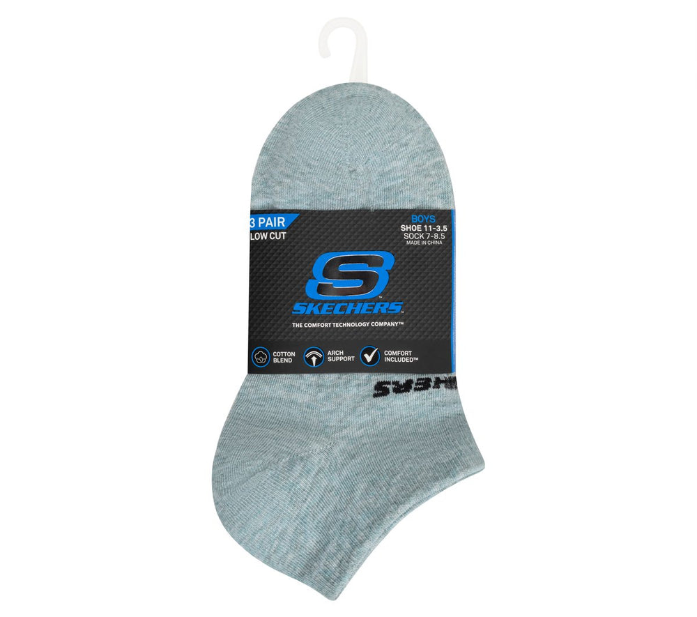 3 Pack Boys' Low Cut Cotton Socks Skechers for sale