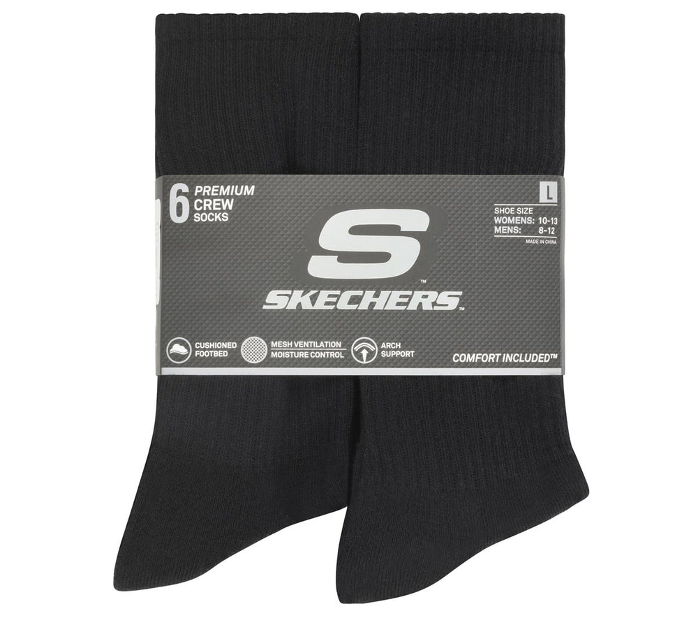 6 Pack Large Core Crew Socks Skechers US