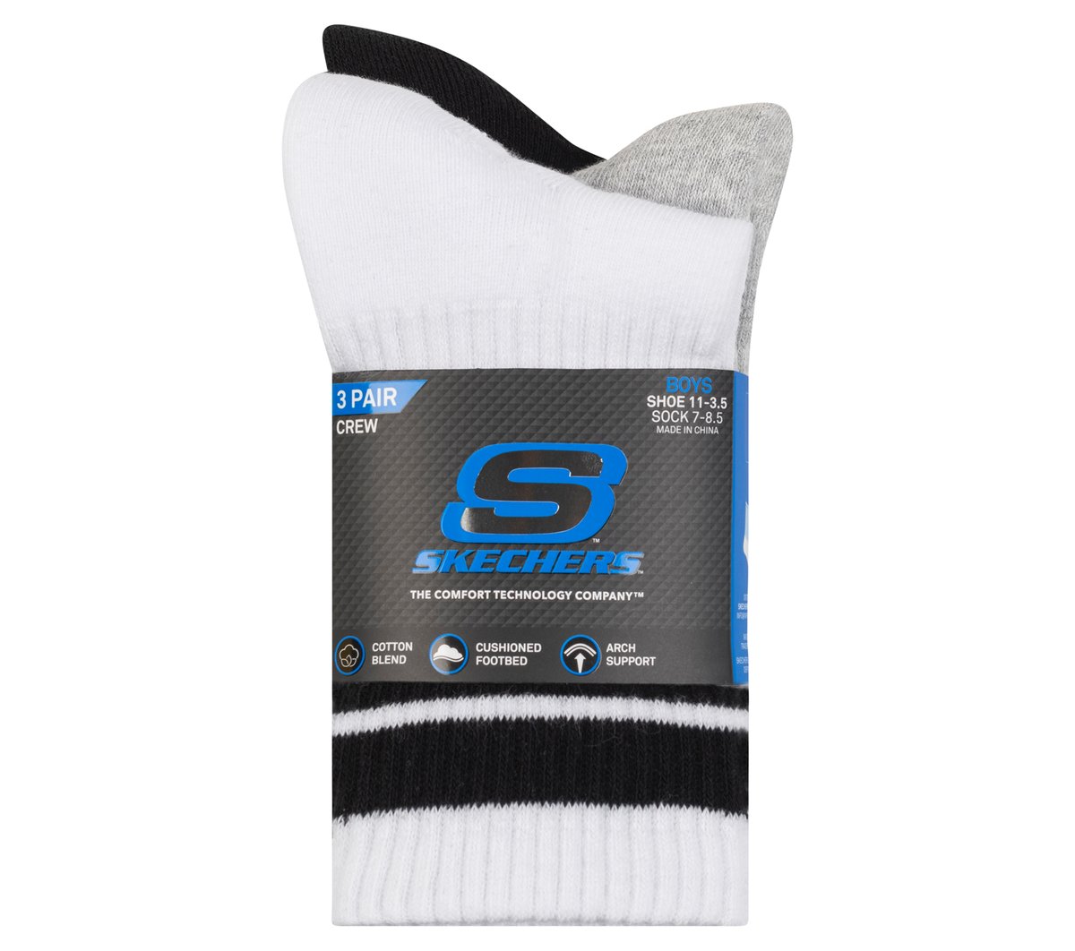 3 Pack Boys' Crew Socks Skechers discount