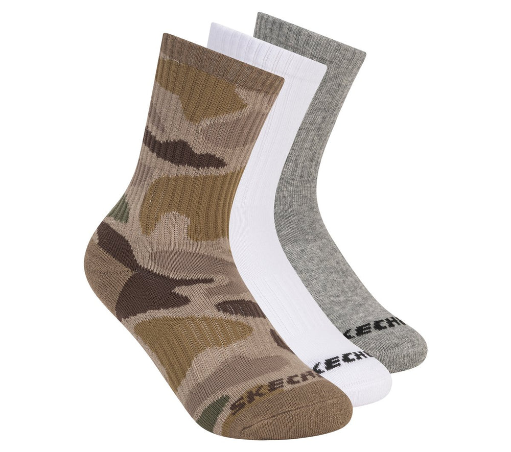 3 Pack Boys' Crew Camo Socks Skechers for sale