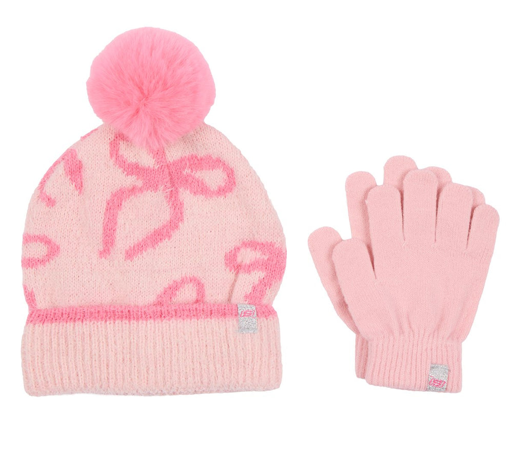 Bow Print Hat and Glove Set Skechers for sale